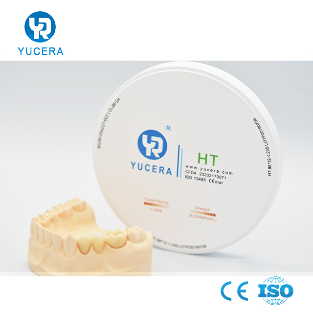 YUCERA 98mm HT عالية الشفافية مواد طب الأسنان Cad Cam الشركة المصنعة لمختبر الأسنان المواد الاستهلاكية كتلة الزركونيا سعر المصنع