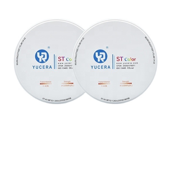 المواد الاستهلاكية لطب الأسنان أقراص الزركونيا للأسنان 98 مم Yucera ST لون أقراص الزركونيا CAD/CAM