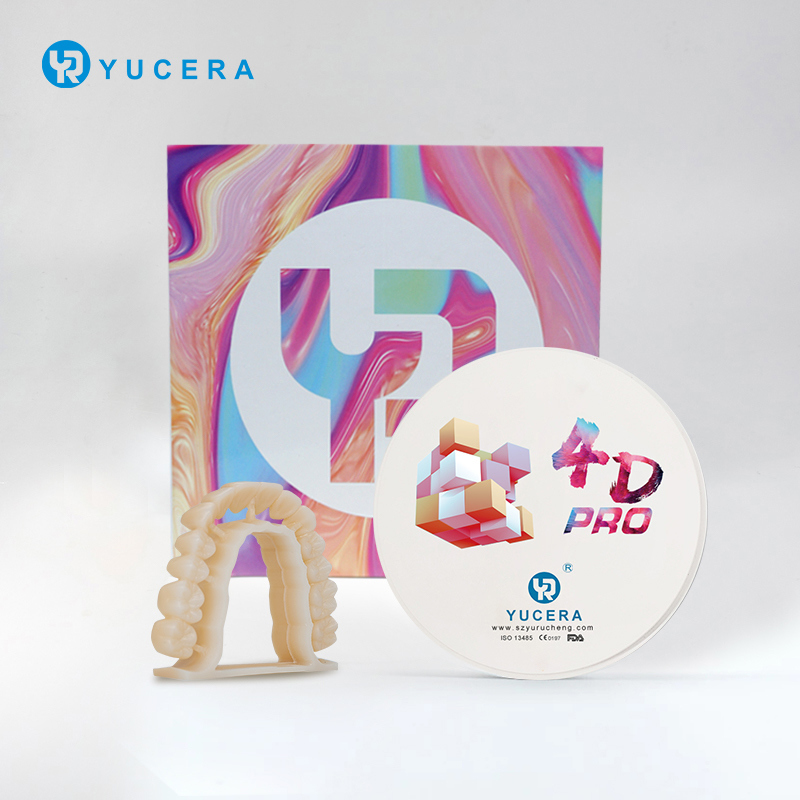 43%-57% شفافية 700-1200 ميجا باسكال قوة الانحناء YUCERA Dental نظام 98mm مفتوح CAD/CAM 4D Pro متعدد الطبقات كتلة الزركونيا