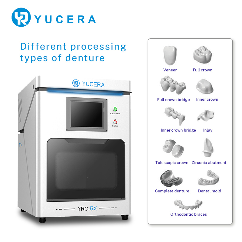 آلة طحن الأسنان CNC لطاولة العمل Yucera CAD CAM 5 Axis Zirconia Metal Milling Lab Tools China OEM