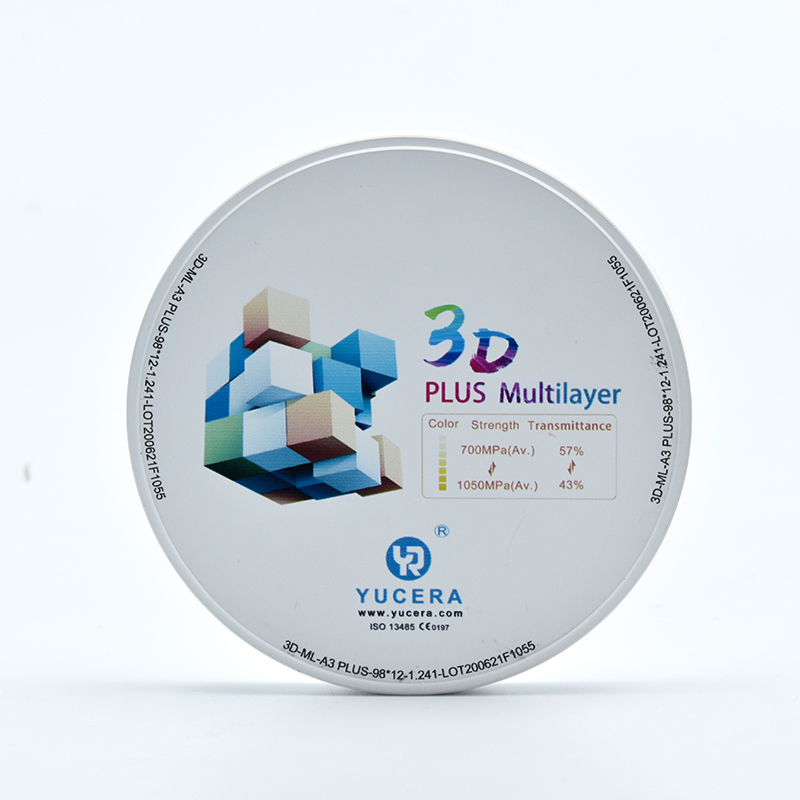 كتلة الزركونيا للأسنان YUCERA 3D مادة جسر خلفي | قوة 1200 ميجا باسكال و 45% نفاذية للضوء