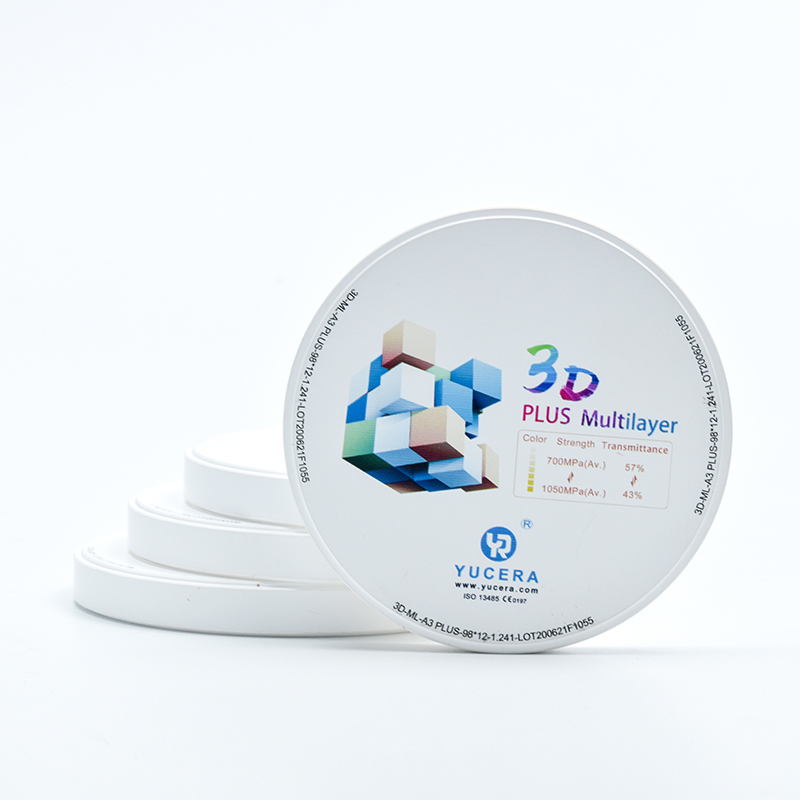 كتلة الزركونيا للأسنان YUCERA 3D مادة جسر خلفي | قوة 1200 ميجا باسكال و 45% نفاذية للضوء