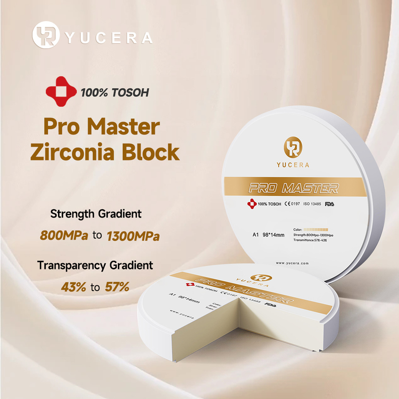 كتل الزركونيا لطب الأسنان Yucera Pro Master متعددة الطبقات ألوان A1/A2/A3 لمختبر السيراميك