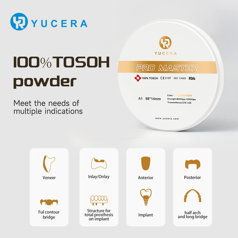 Yucera Pro Master Multilayer Zirconia Blocks - Optimized for Superior Dental Lab Performance